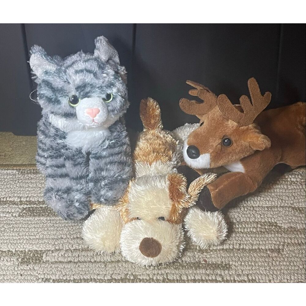 Aurora Mini Flossie Lot of 3 Deer Kitty Puppy Stuffed Plush Animal - Picture 3 of 10